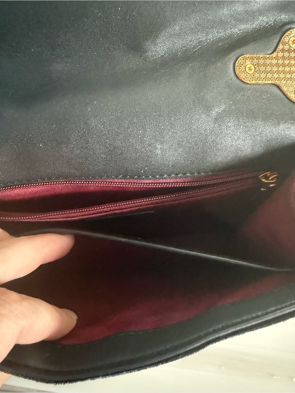 Black Velvet Shoulder Bag with Gold Accents - Picture 9 of 9